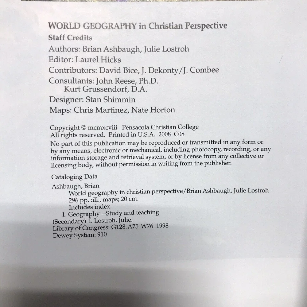 ABeka World Geography‎ Text Teacher Guide Test Quiz Key Lot